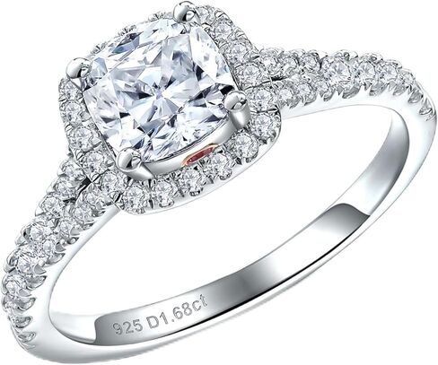 Moissanite Engagement Ring, D Color VVS1 Clarity, 1.2-1.7CT, 925 Sterling Silver with 18K White Gold Plated, Cushion/Heart/Oval/Princess Cut Promise Rings for Women in Saudi Arabia