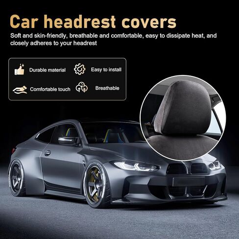 2PCS Car Headrest Cover, Elastic Scratch-resistant Full-coverage Protector, Soft Comfortable Reusable Decoration, Universal for Cars Trucks SUVs (Beige) in Saudi Arabia
