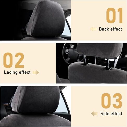2PCS Car Headrest Cover, Elastic Scratch-resistant Full-coverage Protector, Soft Comfortable Reusable Decoration, Universal for Cars Trucks SUVs (Beige) in Saudi Arabia