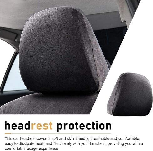 2PCS Car Headrest Cover, Elastic Scratch-resistant Full-coverage Protector, Soft Comfortable Reusable Decoration, Universal for Cars Trucks SUVs (Beige) in Saudi Arabia