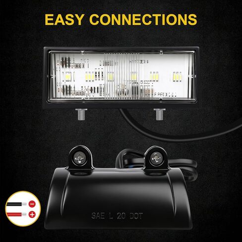 ضوء لوحة ترخيص LED مع دعامة فولاذية، مصباح علامة مقطورة عالمي مقاوم للماء 12 فولت لشاحنة RV قارب فائدة شبه شاحنة، متوافق مع DOT، غطاء ABS، تصميم غاطس in Kuwait