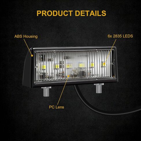 ضوء لوحة ترخيص LED مع دعامة فولاذية، مصباح علامة مقطورة عالمي مقاوم للماء 12 فولت لشاحنة RV قارب فائدة شبه شاحنة، متوافق مع DOT، غطاء ABS، تصميم غاطس in Kuwait