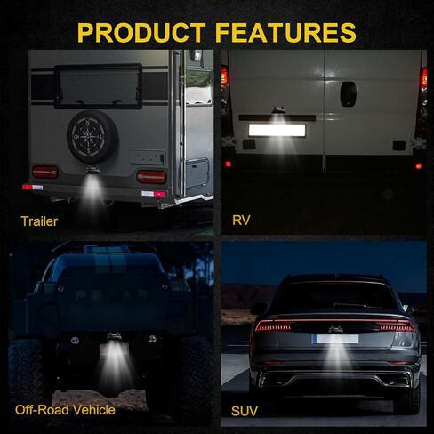 ضوء لوحة ترخيص LED مع دعامة فولاذية، مصباح علامة مقطورة عالمي مقاوم للماء 12 فولت لشاحنة RV قارب فائدة شبه شاحنة، متوافق مع DOT، غطاء ABS، تصميم غاطس in Kuwait