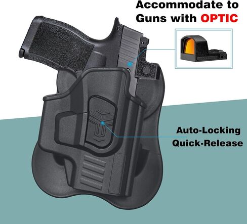 حافظة مسدس متوافقة مع Sig Sauer P365، Sig P365XL، Sig P365 SAS، Sig P365X (ليس لـ P365X Macro/RomeoZero)، حافظة OWB، احتفاظ قابل للتعديل وحافظة تكتيكية غير قابلة للتحرير، إطلاق سريع - اليد اليمنى in Kuwait