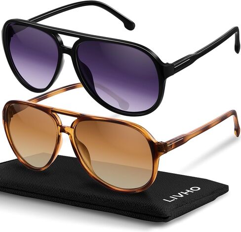 livho Trendy Polarized Aviator Sunglasses Women Men, Retro Sun Glasses for Women Men 2025, Oversized UV Protection Shades in Saudi Arabia