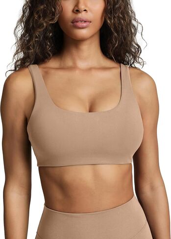 بافوي أكتيف صدرية رياضية ناعمة للنساء | حمالة صدر مبطنة عالية الدعم لأكواب A-C | رقبة منخفضة مغرفة، ظهر U، اليوغا وصالة الألعاب الرياضية |FlexFlow| أسود، متوسط in Kuwait