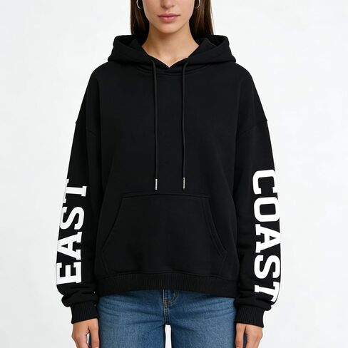 Women Hoodies With Pocket Letter Print Sweatshirt Comfy Trendy Long Sleeve Pullover Tops Fall Winter Clothes in Saudi Arabia