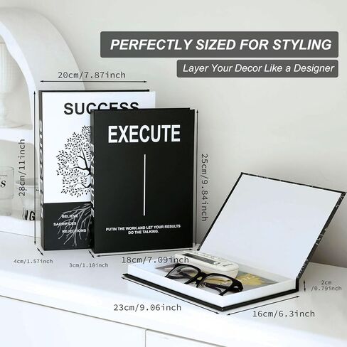 Set of 3 Decorative Box, Coffee Table Decorative Books, Modern Fashion Designer Fake Books for Home Decor Aesthetic, Faux Storage Box for Bookshelf Decoration ，Faux Book for Decoration in Saudi Arabia
