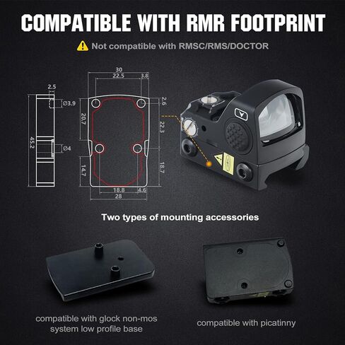 Ohhunt Red Dot Sight Shake Awake Micro Optic Sight لـ Picatinny، 2MOA شبكاني منعكس البصر متوافق مع RMR Cut Footprint in Kuwait