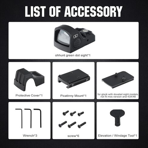 Ohhunt Red Dot Sight Shake Awake Micro Optic Sight لـ Picatinny، 2MOA شبكاني منعكس البصر متوافق مع RMR Cut Footprint in Kuwait
