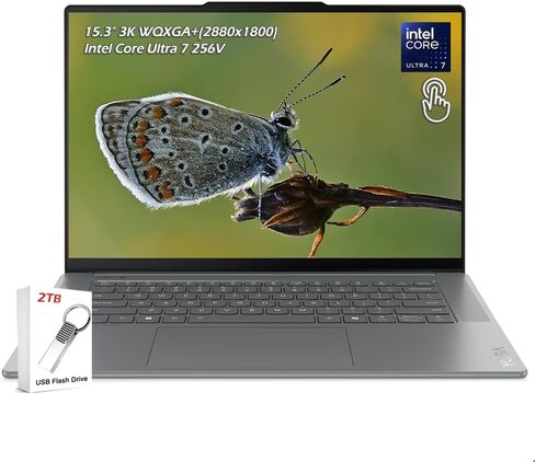 كمبيوتر محمول Lenovo Slim 7i Aura Edition مع معالج Intel Core Ultra 5 226V، وشاشة لمس OLED 400nits مقاس 14 بوصة، وذاكرة LPDDR5X-8533MT/s سعة 16 جيجابايت، وتخزين 1 تيرابايت، وWi-Fi 7، وكاميرا RGB + IR بدقة 5 ميجابكسل، وWin 11 Pro in Kuwait