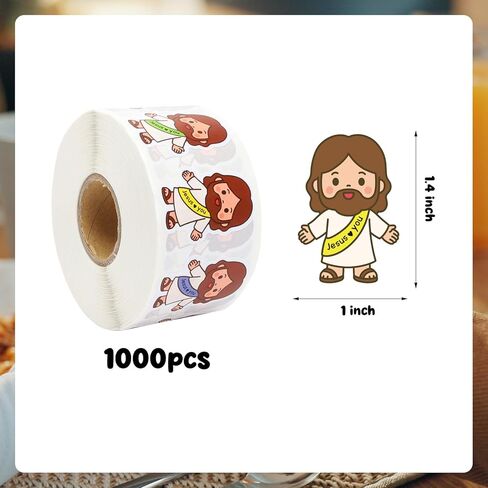 1000 قطعة من ملصقات Jesus Love You مقاس 1.4 × 1 بوصة ملصقات دينية مسيحية صغيرة ذاتية اللصق لفصول الكتاب المقدس في الكنيسة in Kuwait