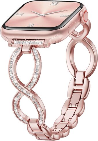 سوار Filoto Bling متوافق مع ساعة Apple 38 مم 40 مم 41 مم 42 مم 44 مم 45 مم 46 مم 49 مم للنساء، حزام معدني رفيع أنيق سوار مجوهرات نحيف لسلسلة iWatch Band 11 10 9 8 7 6 5 4 SE 3 2 1 Ultra in Saudi Arabia