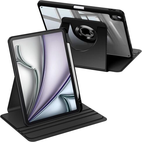 Fintie 360 Degree Rotating Case for iPad Air 11-inch M3 (2025) / M2 (2024), iPad Air 5th (2022) / 4th Generation 10.9 Inch - Swiveling Protective Stand Clear Back Cover with Pencil Holder, Purple in Saudi Arabia