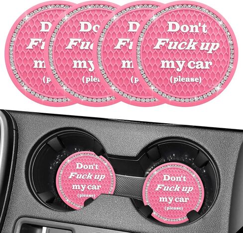 4PCS Bling Car Cup Holder Coaster, 2.75 Inch Anti-Slip Auto Insert Cup Coaster, Universal Interior Decor Accessories Crystal Car Drink Cup Mat Perfect for Women Girls (Red, 4PCS) in Saudi Arabia