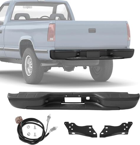 Rear Step Bumper Assembly replacement for 1999-2006 Chevrolet Silverado GMC Sierra 1500,1999-2004 Chevrolet Silverado GMC Sierra 2500 W/O parking sensor holes GM1103122 12496085,Chrome Back Bumpers in Saudi Arabia