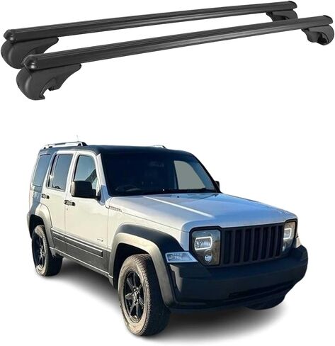 OMAC Roof Rack Cross Bars for Jeep Liberty 2008-2013 Lockable 165Lbs Aluminium Silver 2Pcs fits Cargo Carriers Kayak Canoe Bike Snowboard in Saudi Arabia