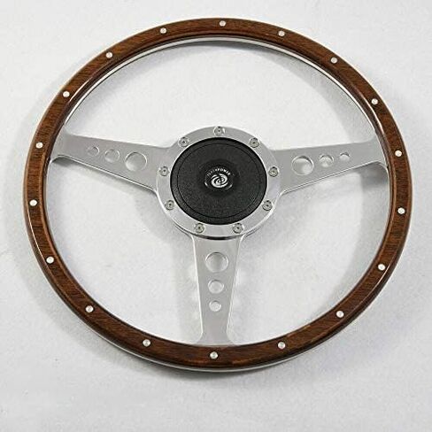 14'' Classic Riveted Wood Grain Steering Wheel Restoration MGB Midget Derrington in Saudi Arabia