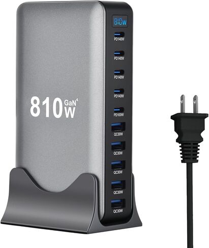 670W USB C Fast Charger Block, 8 Ports GaN III USB Chagring Station, Dual 140W PD PPS HUB for Multiple Devices, Laptop Adapter Compatible with MacBook Pro/Air iPad iPhone Pro Max, Galaxy, Dell, HP in Saudi Arabia