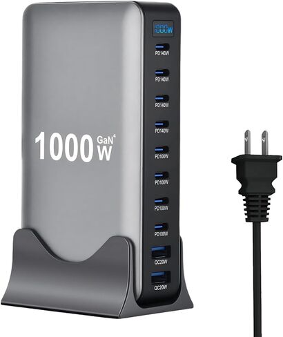 670W USB C Fast Charger Block, 8 Ports GaN III USB Chagring Station, Dual 140W PD PPS HUB for Multiple Devices, Laptop Adapter Compatible with MacBook Pro/Air iPad iPhone Pro Max, Galaxy, Dell, HP in Saudi Arabia