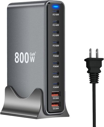 670W USB C Fast Charger Block, 8 Ports GaN III USB Chagring Station, Dual 140W PD PPS HUB for Multiple Devices, Laptop Adapter Compatible with MacBook Pro/Air iPad iPhone Pro Max, Galaxy, Dell, HP in Saudi Arabia