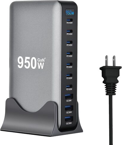 670W USB C Fast Charger Block, 8 Ports GaN III USB Chagring Station, Dual 140W PD PPS HUB for Multiple Devices, Laptop Adapter Compatible with MacBook Pro/Air iPad iPhone Pro Max, Galaxy, Dell, HP in Saudi Arabia