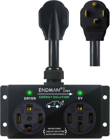 Automatic Power Switch for Dryer and EV Charger (NEMA 14-30P Only) - Intelligent Splitter Sharing 240V Outlet - Level 2 Home Charging Station for Renters - Compatible with Tesla & All EVs in Saudi Arabia