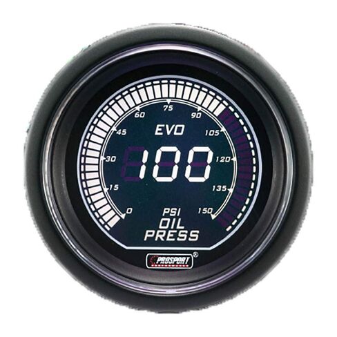 مقياس ضغط الزيت الكهربائي مقاس 52 مم من Prosport | شاشة LED زرقاء/بيضاء ووحدة إرسال | مراقب ضغط المحرك PSI للأداء والضبط والقيادة اليومية in Kuwait