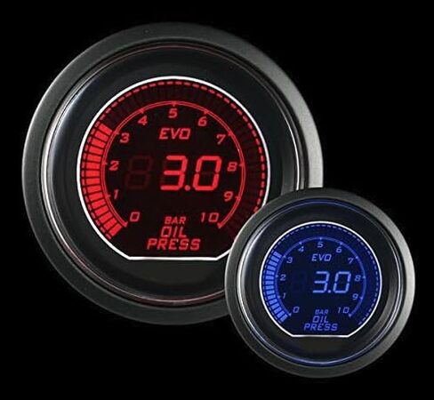 مقياس ضغط الزيت الكهربائي مقاس 52 مم من Prosport | شاشة LED زرقاء/بيضاء ووحدة إرسال | مراقب ضغط المحرك PSI للأداء والضبط والقيادة اليومية in Kuwait