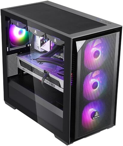 SEGOTEP Gank 360S-APE - حافظة سطح المكتب للألعاب MATX - متوافقة مع مبرد سائل AIO علوي مقاس 240 مم/280 مم/360 مم ولوحة أم موصل خلفي - USB 3.1 نوع C - لوحات جانبية من الزجاج المقسى - لون أبيض in Kuwait