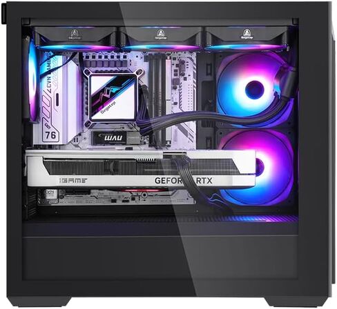SEGOTEP Gank 360S-APE - حافظة سطح المكتب للألعاب MATX - متوافقة مع مبرد سائل AIO علوي مقاس 240 مم/280 مم/360 مم ولوحة أم موصل خلفي - USB 3.1 نوع C - لوحات جانبية من الزجاج المقسى - لون أبيض in Kuwait