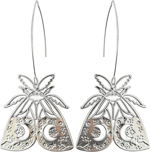 Large Moth Insect Dangle Earrings for Women Silver Plated Moth Earring in Saudi Arabia