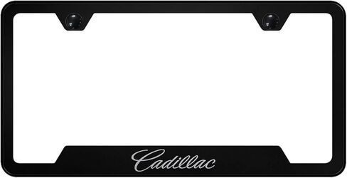 Au-TOMOTIVE GOLD Laser Etched Logo Cut-Out License Plate Frame for Cadilac (Silver) in Saudi Arabia