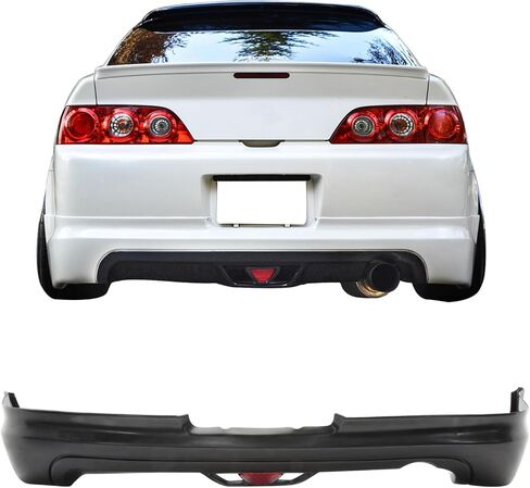 IKON MOTORSPORTS Rear Bumper Lip w/LED Brack Light, Compatible With 2005-2006 Acura RSX, PU Black Lower Spoiler Air Dam Chin Valance Splitter in Saudi Arabia