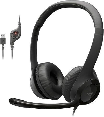 Logitech H390 Gaming Headphones, Wired Headphones with Mic, USB Headset with Microphone for PC, Noise Cancelling Microphone for Video Meetings, Music, Gaming - Off White Total Count 48, Pack of 4 in Saudi Arabia