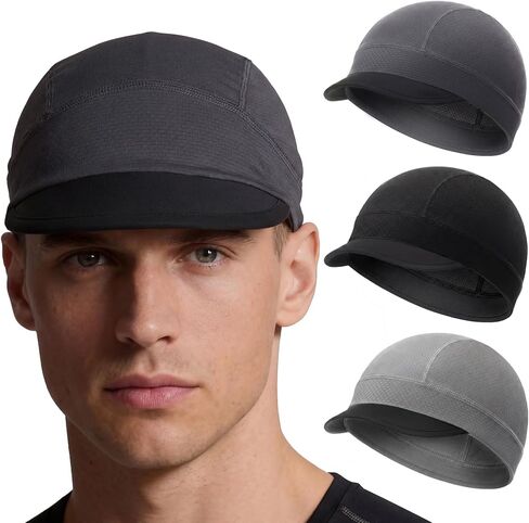 JenPen Cooling Skull Cap with Brim for Men Women Sun Protection Cycling Cap Quick Dry Helmet Liner with Sun Visor for Running in Saudi Arabia