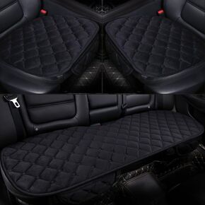 Plush Car Seat Covers Full Set for Sedan, SUV, Truck - Universal Soft Fuzzy Front and Rear Seat Cushion Protectors | Non-Slip, Warm, Machine Washable (Beige, 3-Piece) in Saudi Arabia