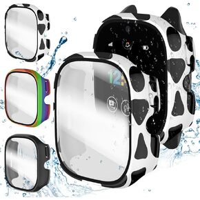 علبة Suoman مكونة من 3 قطع لساعة Verizon Gizmo Watch 3، [متينة للسقوط] غطاء واقٍ من الزجاج المقسى بتغطية كاملة - أسود + أزرق + شفاف in Kuwait