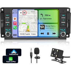 Car Stereo for Jeep Wrangler JK Radio 2007-2018 Chrysler Dodge Ram 1500 with Wireless CarPlay & Android Auto, 7 Inch Touch Screen for Jeep Car Radio with WiFi GPS FM Bluetooth SWC（No Accessories） in Saudi Arabia