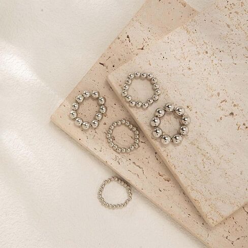 Gold Ball Beaded Rings Set for Women Sliver Chunky Rings Set Adjustable Open End Ring Stackable Knuckle Rings Set in Saudi Arabia