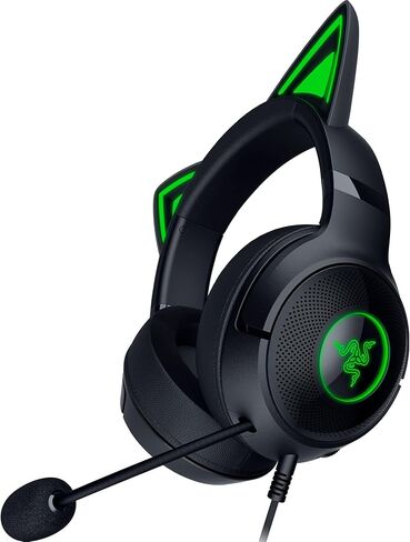 سماعة الرأس السلكية Razer Kraken Kitty V2 USB: Gengar Spikes - تيار الإضاءة التفاعلية - ميكروفون قلبي فائق الوضوح - برامج تشغيل 40 مم - صوت محيطي 7.1 - وسائد أذن مريحة - إصدار Pokemon Gengar in Kuwait