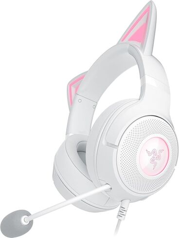 سماعة الرأس السلكية Razer Kraken Kitty V2 USB: Gengar Spikes - تيار الإضاءة التفاعلية - ميكروفون قلبي فائق الوضوح - برامج تشغيل 40 مم - صوت محيطي 7.1 - وسائد أذن مريحة - إصدار Pokemon Gengar in Kuwait