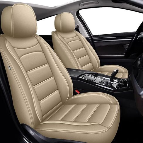 Car Seat Covers Full Set Fit for Jeep Cherokee 2014-2024 2025: 5 Seat Auto Interior Accessories, Waterproof Faux Leather Vehical Car Seat Cushions Cover（Beige&Black） in Saudi Arabia