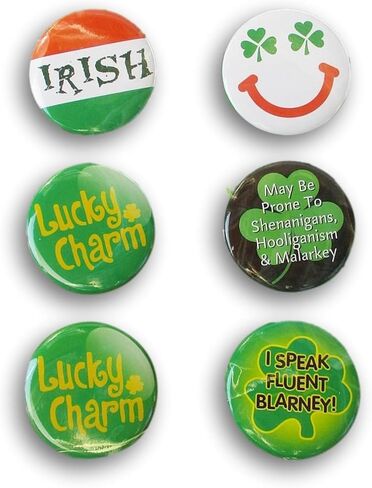 St. Patrick's Day Button Pins - 1.5 Inch Across - 6 Pieces in Saudi Arabia