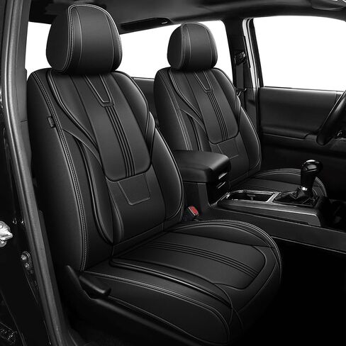 for Toyota Tacoma 2024 2025 Seat Covers with Waterproof Faux Leather Custom Seat Protectors(Full Set,Black&Grey) in Saudi Arabia