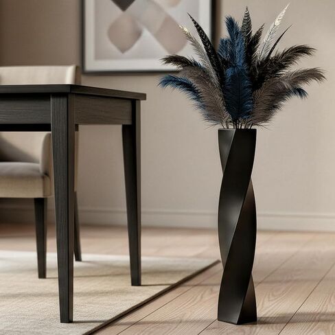 Tall Gold Floor Vase - 23.6 Inch Modern Square Twist Vases for Home Decor, Large Decorative Vase for Dried Flowers, Pampas Grass, Centerpiece - Matte Finish in Saudi Arabia