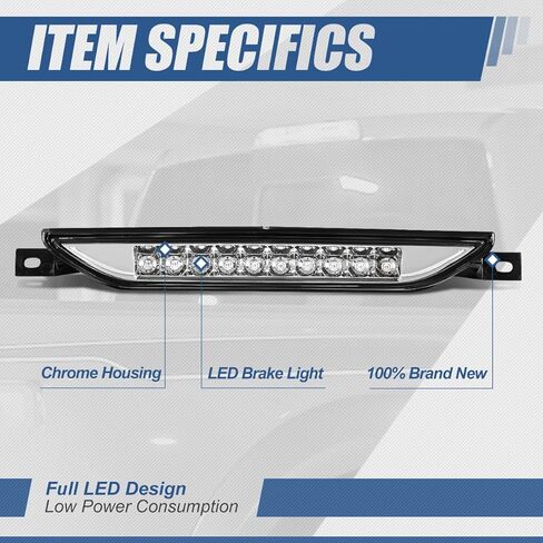 مصباح الفرامل الثالث LED من Auto Dynasty متوافق مع 2007-2017 دودج كاليبر دورانجو جيب كومباس جراند شيروكي، مصباح شحن الكابينة المركزي الخلفي، ضوء توقف عالي، عدسة شفافة للإسكان الأسود in Saudi Arabia