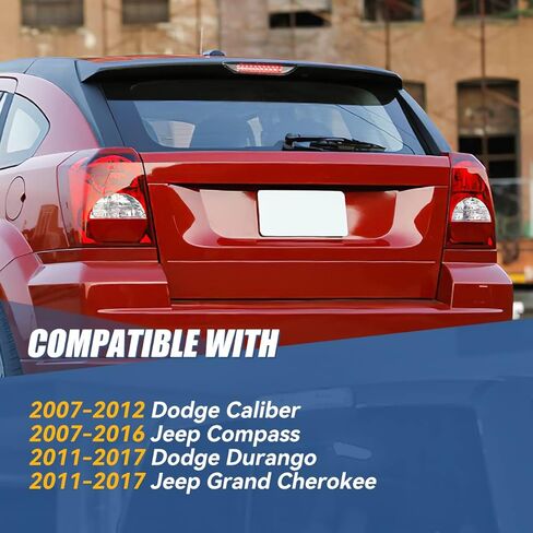 مصباح الفرامل الثالث LED من Auto Dynasty متوافق مع 2007-2017 دودج كاليبر دورانجو جيب كومباس جراند شيروكي، مصباح شحن الكابينة المركزي الخلفي، ضوء توقف عالي، عدسة شفافة للإسكان الأسود in Saudi Arabia