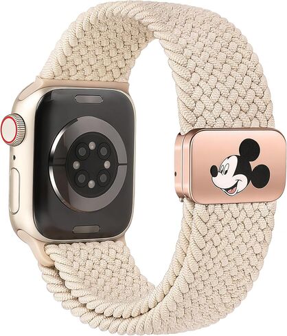 حزام بإبزيم مغناطيسي من الكرتون المضفر متوافق مع أساور ساعة Apple 40/38/41/42/44/45/46/49 مم للنساء والرجال، حزام منسوج من النايلون المرن القابل للتمدد لسلسلة iWatch 11 10 9 8 7 6 5 4 SE/Ultra 3 2 1 in Kuwait