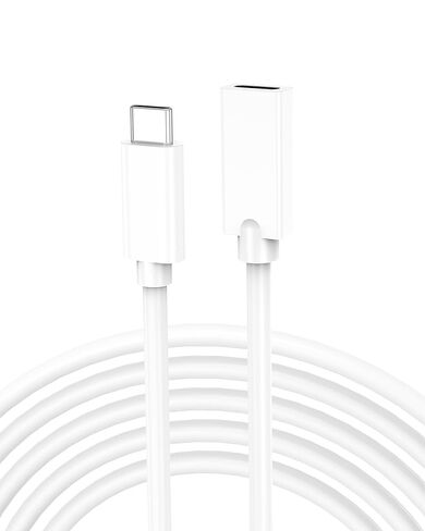 كابل تمديد USB C بطول 10 أقدام، عبوتان، كابل موسع USBC 15 وات/3 أمبير شحن سريع و480 ميجابت في الثانية، سلك USB-C ذكر إلى أنثى لـ Mag-Safe، Apple Watch، iPhone 16/15 PM، HomePod، GalaxyS25، iPad Pro (أبيض 10 قدم) in Kuwait